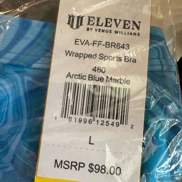 NWT EleVen Venus Williams Blue Marble Wrapped Sports Bra Athletic Tennis- Size L - Picture 4 of 9